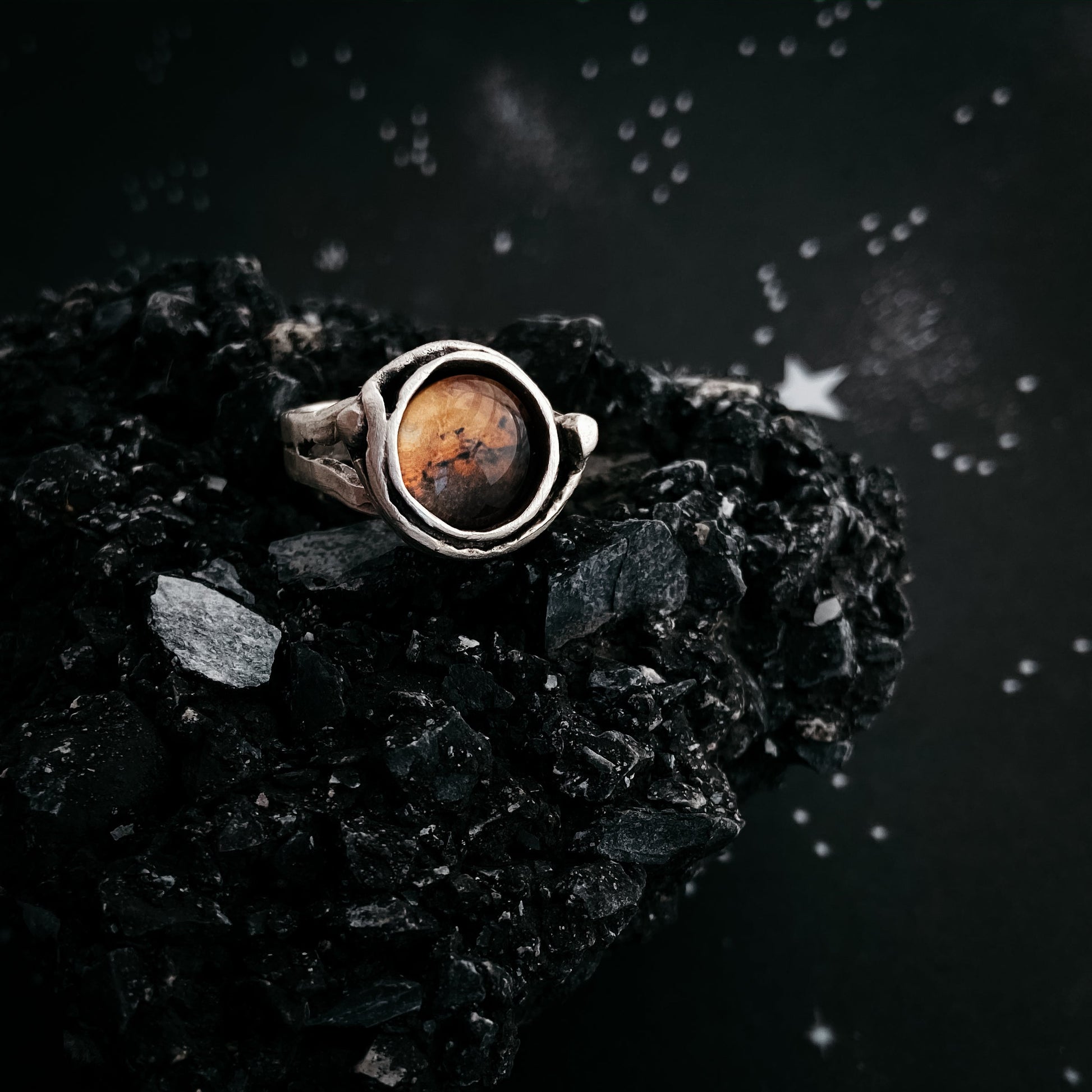 Mars and Moons Silver Ring Adjustable