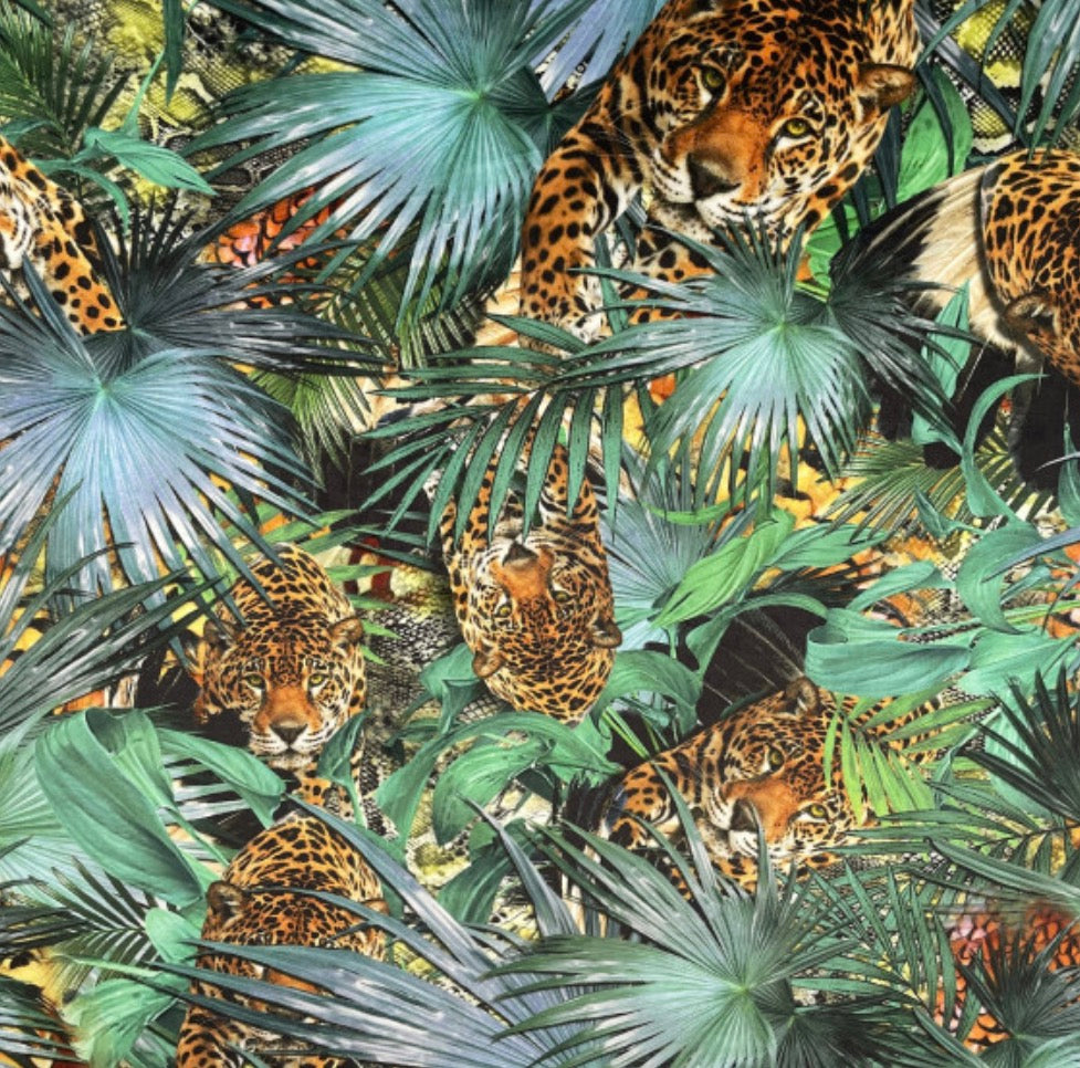 Tropical cheetah Velvet cylinder lampshade, extra tall lampshade