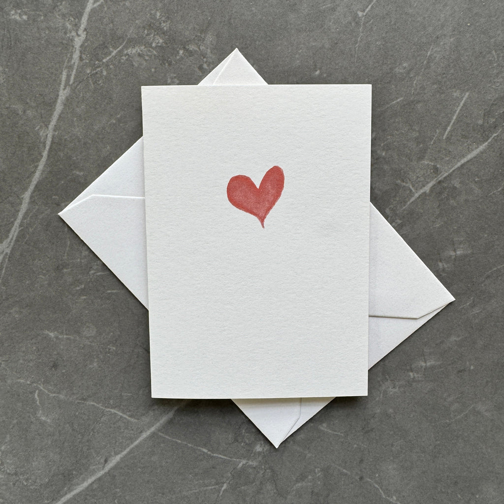 Small Red Watercolour Love Heart Note Cards Set of Four