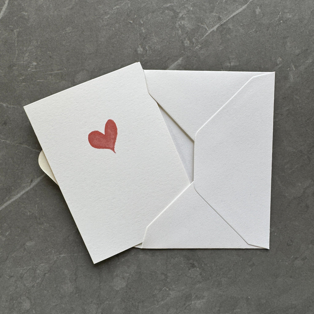 Small Red Watercolour Love Heart Note Cards Set of Four
