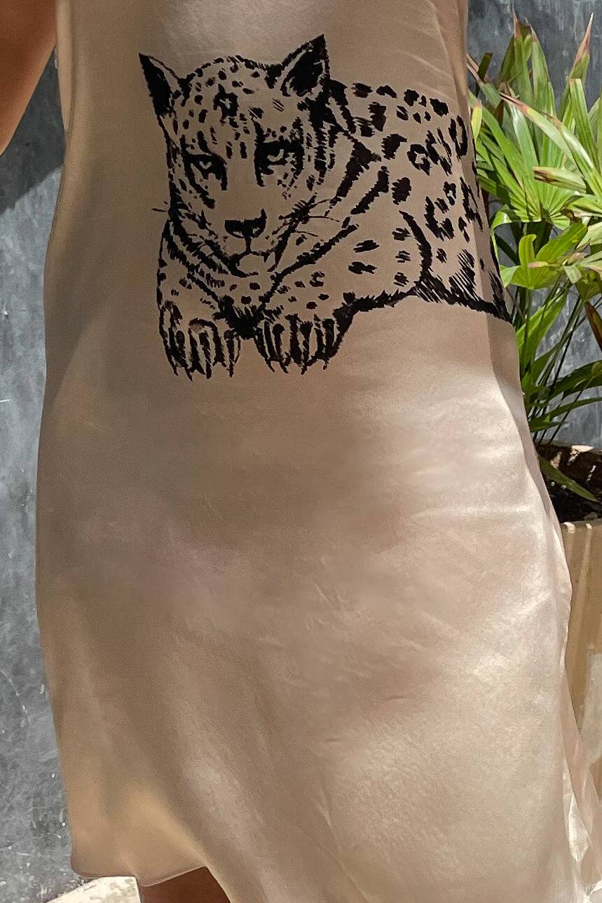 Vela Silk Dress in Lounging Jaguar