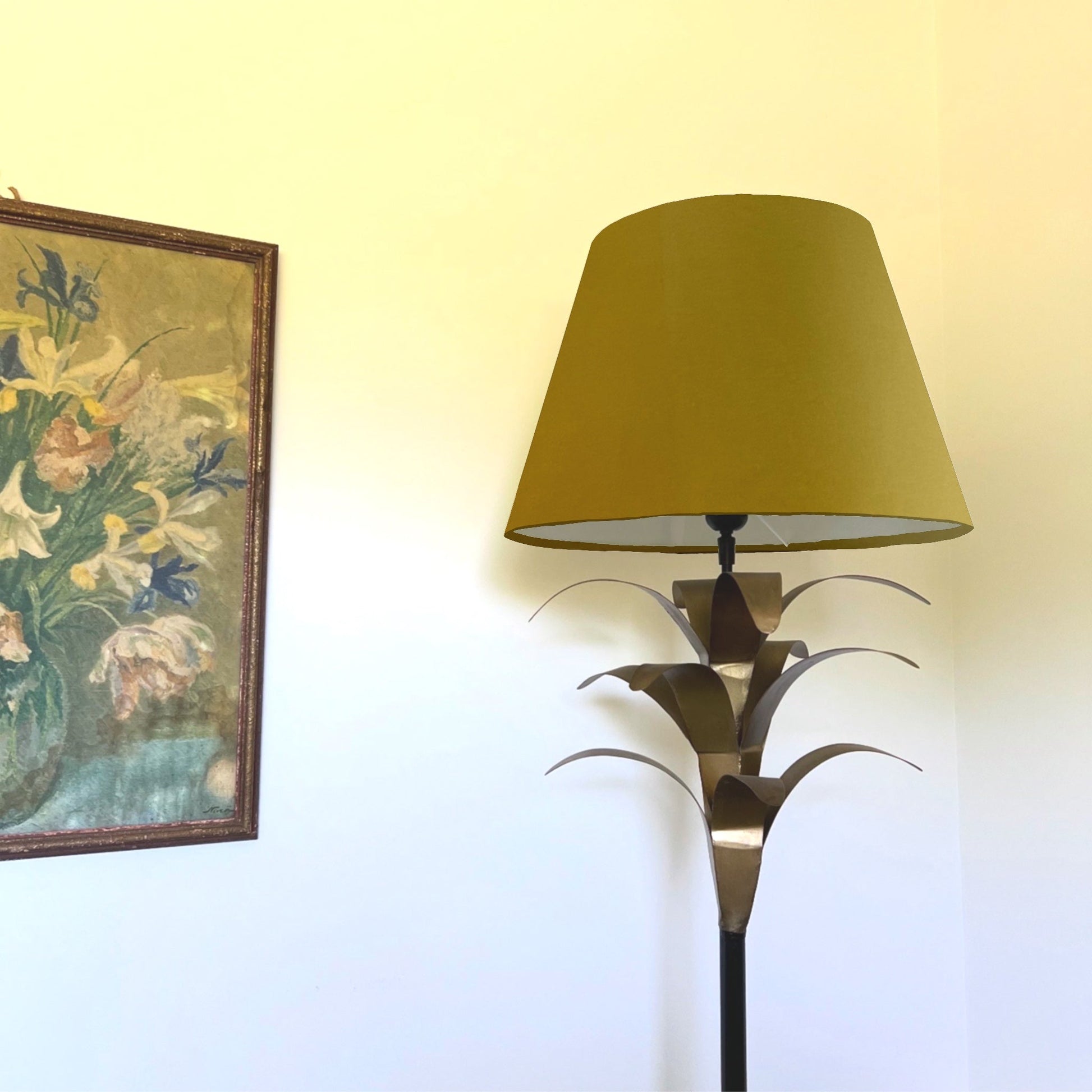 Mustard velvet coolie lampshade/ ceiling light shade, empire lampshade