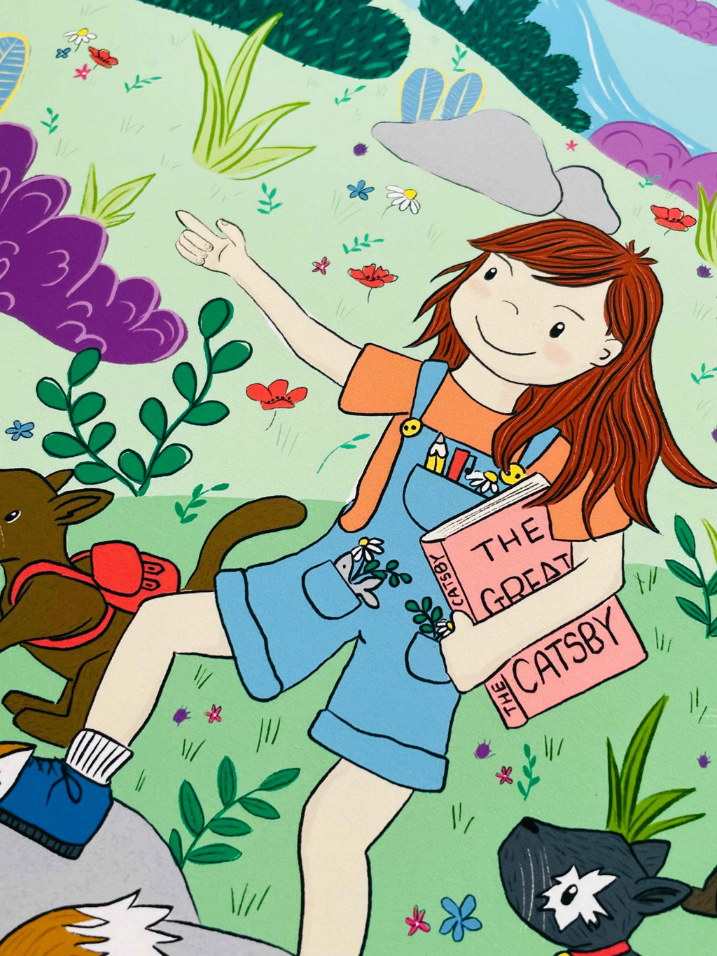 Adventuring Cats Illustration Wall Print