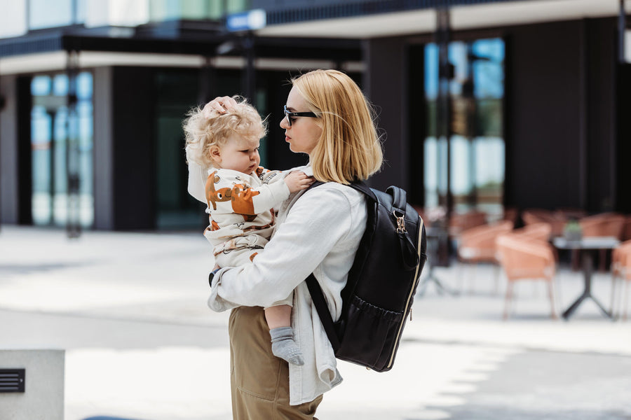 Stylish Espresso Diaper Bag – Vegan Leather & Multi-Pocket Design by Ally Scandic at www.brixbailey.com