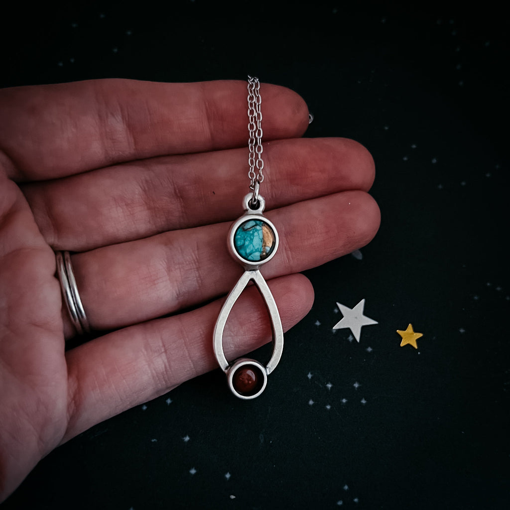 Journey to Mars Necklace with Copper Chrysocolla and Red Jasper