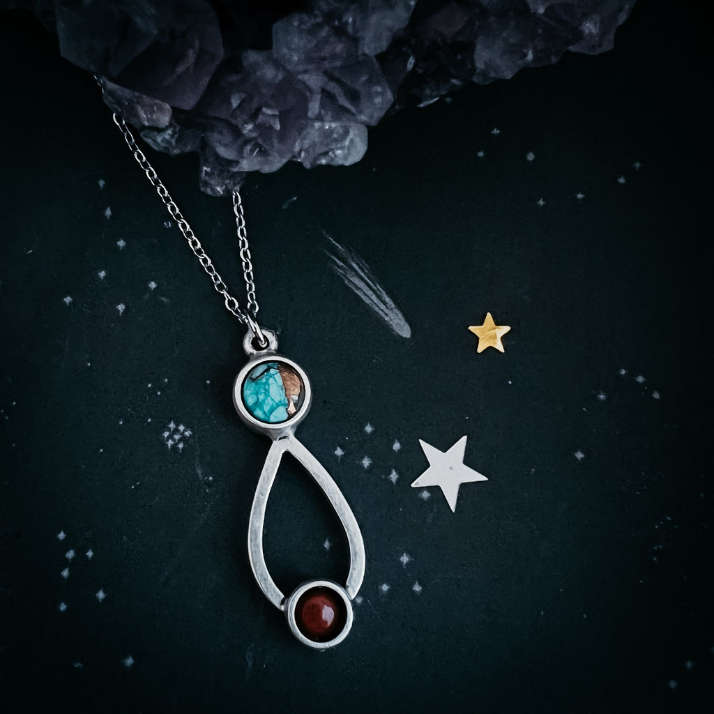 Journey to Mars Necklace with Copper Chrysocolla and Red Jasper