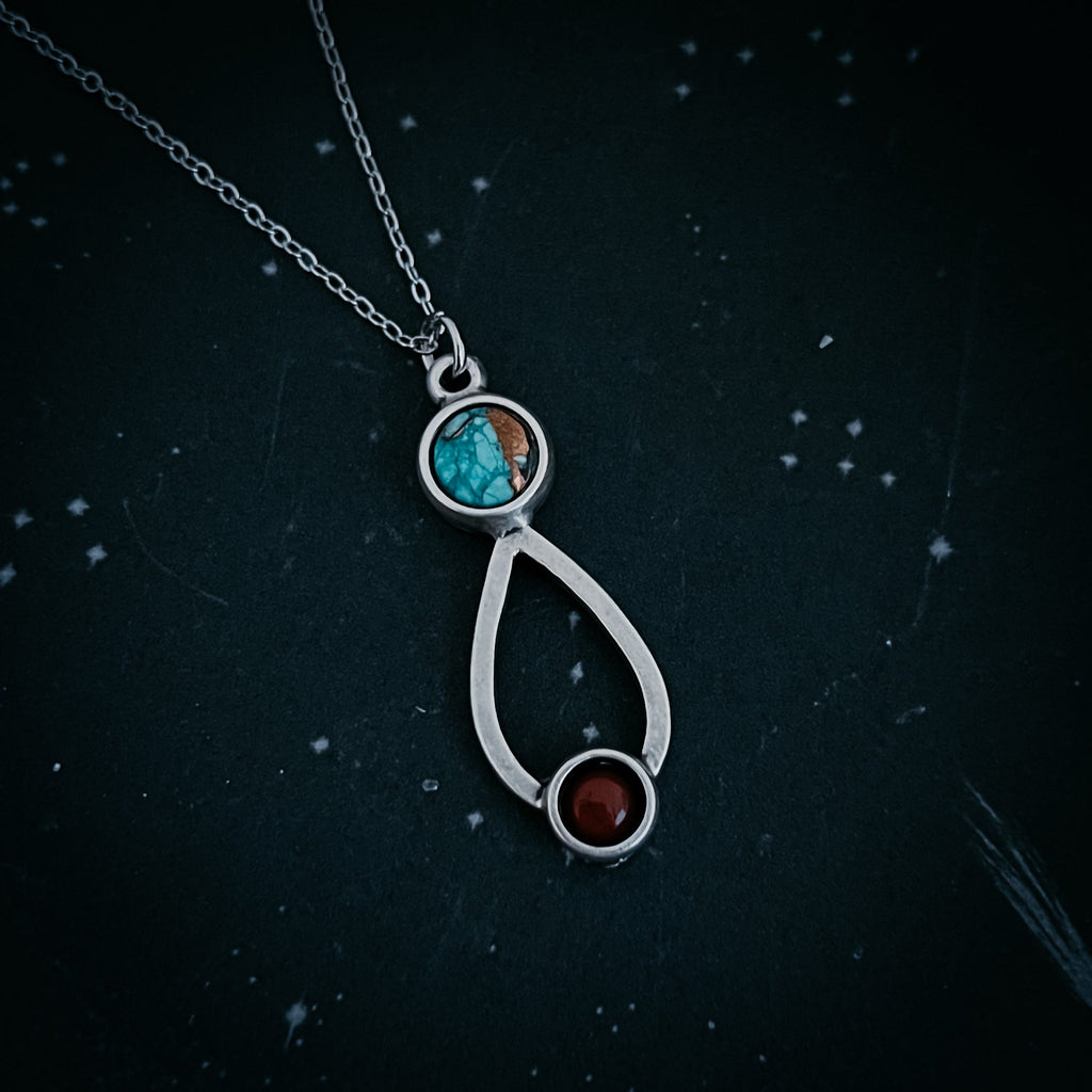 Journey to Mars Necklace with Copper Chrysocolla and Red Jasper