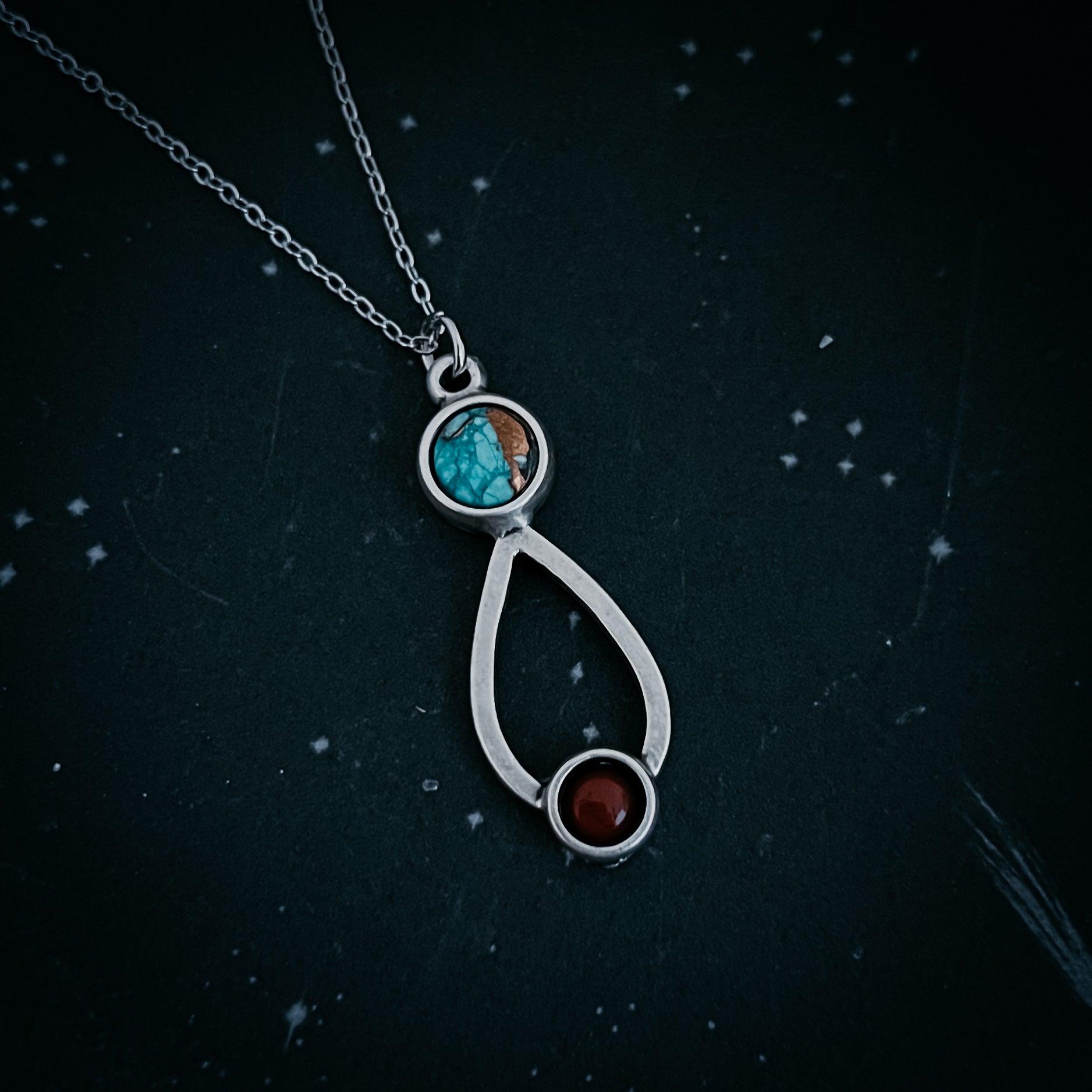 Journey to Mars Necklace with Copper Chrysocolla and Red Jasper