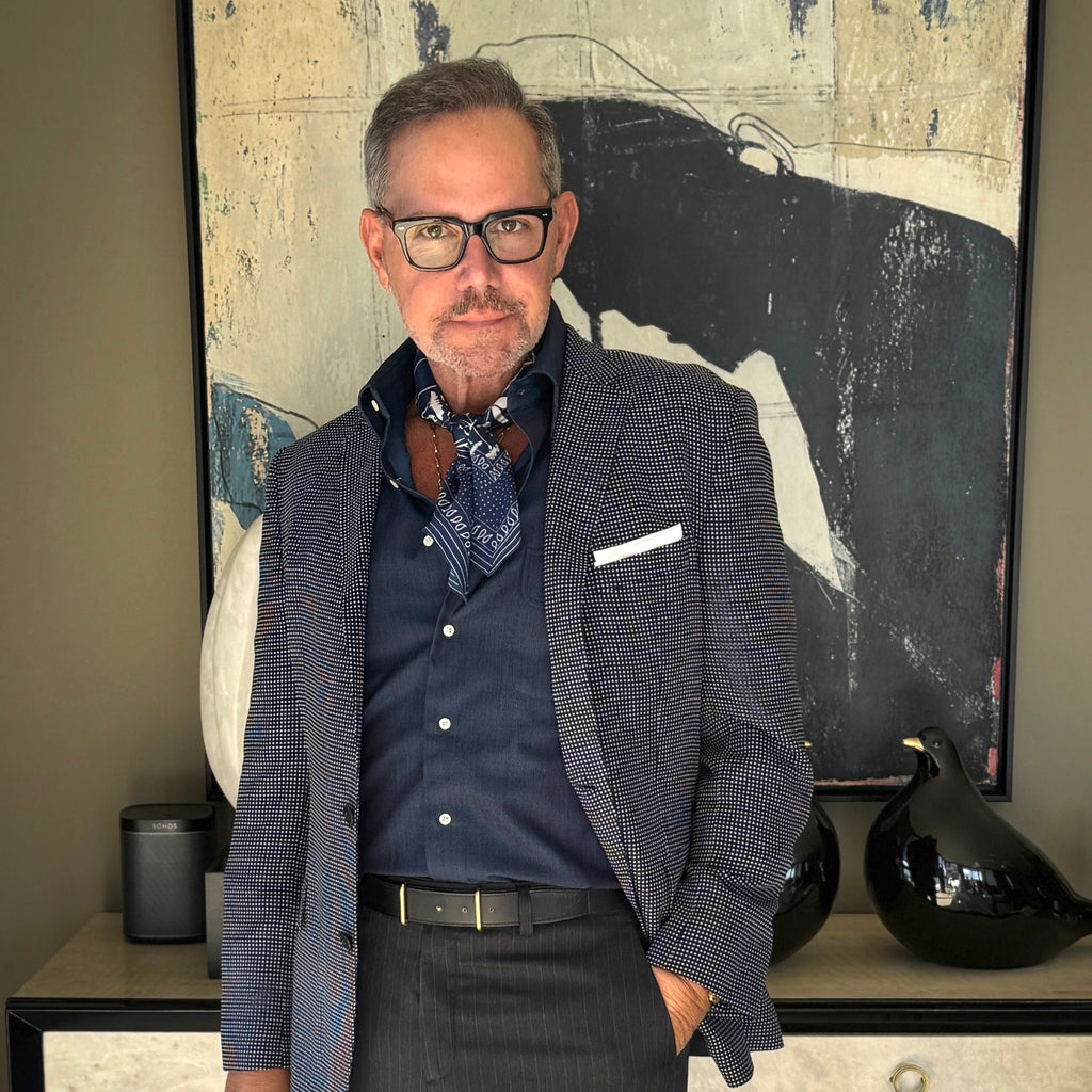 Blue Kyoto Bloom Silk Scarf - 65cm Men's Neckerchief