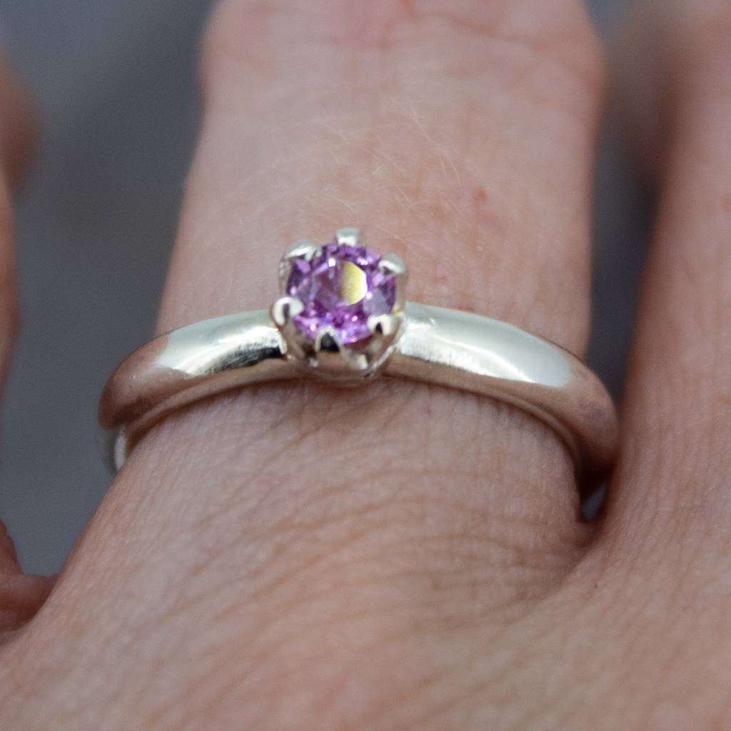 Pink Sapphire Solitaire Ring