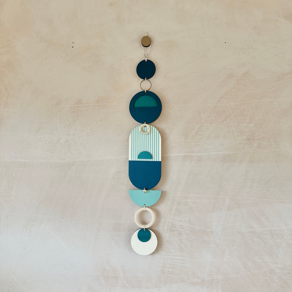 Blue Wall Hangings - Geometric Wall Art - Luxury Wall Decor - Mid-Century Home Decor - Slim Long Wall Tapestry