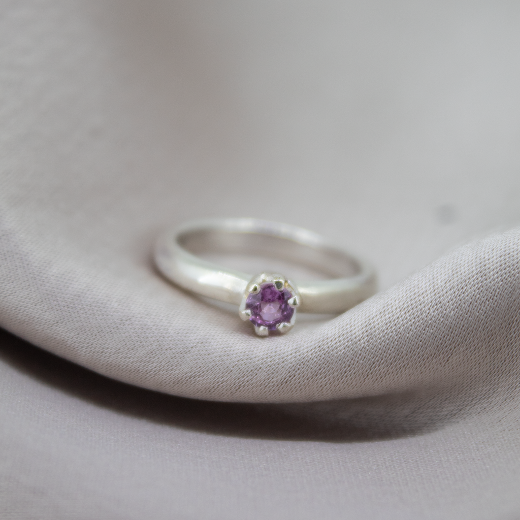 Pink Sapphire Solitaire Ring