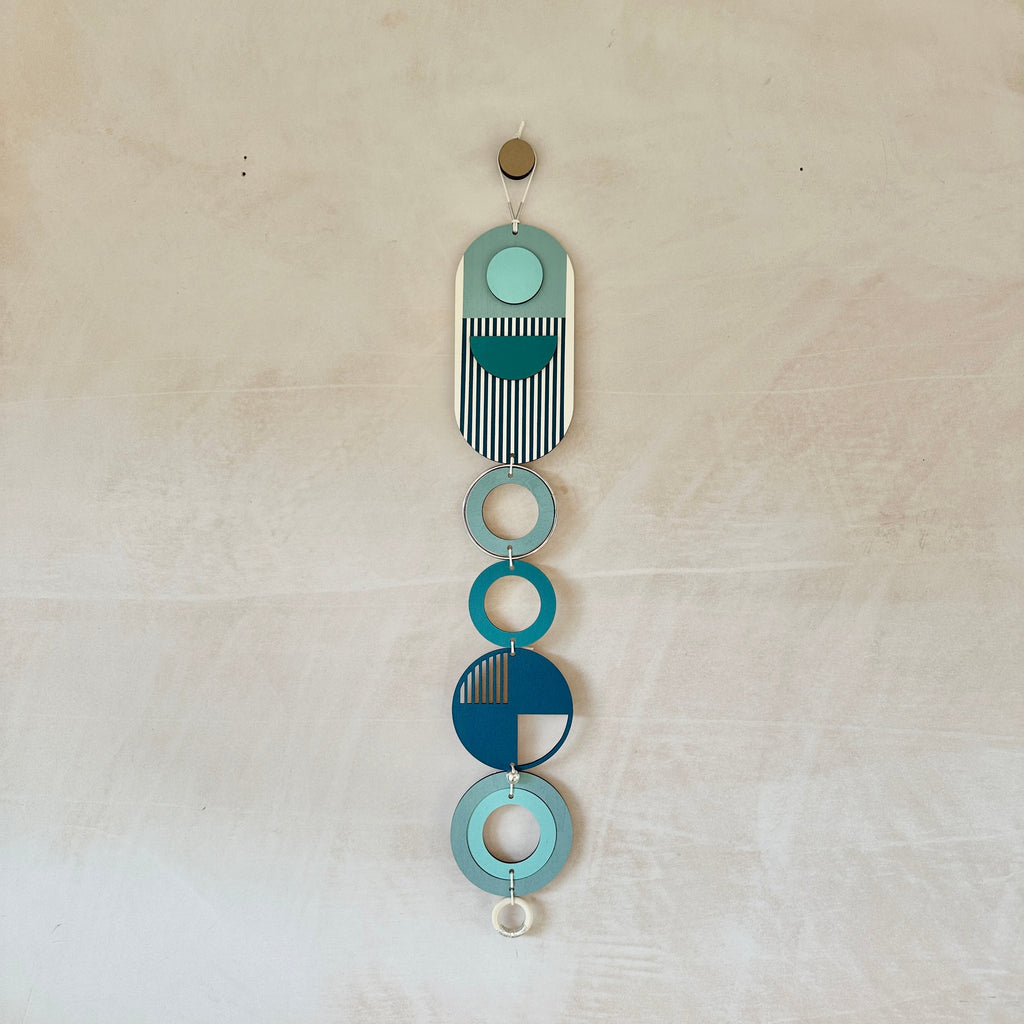 Blue Wall Hangings - Geometric Wall Art - Luxury Wall Decor - Mid-Century Home Decor - Slim Long Wall Tapestry