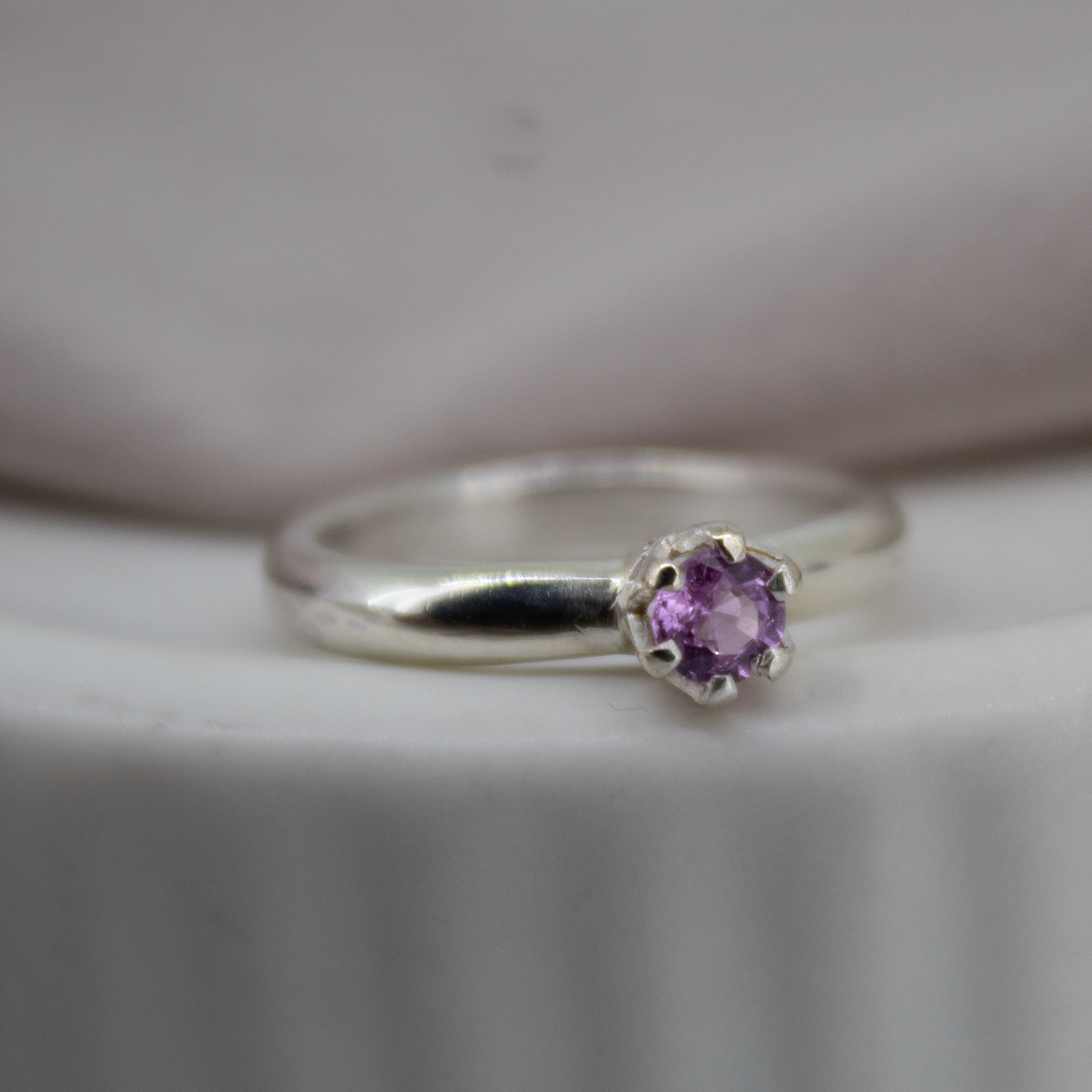 Pink Sapphire Solitaire Ring