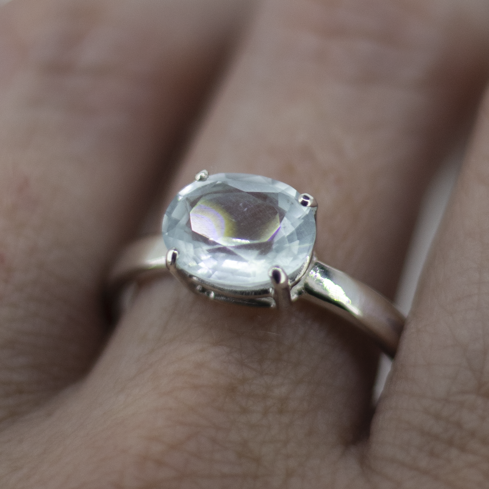 Aquamarine Oval Sterling Silver Ring