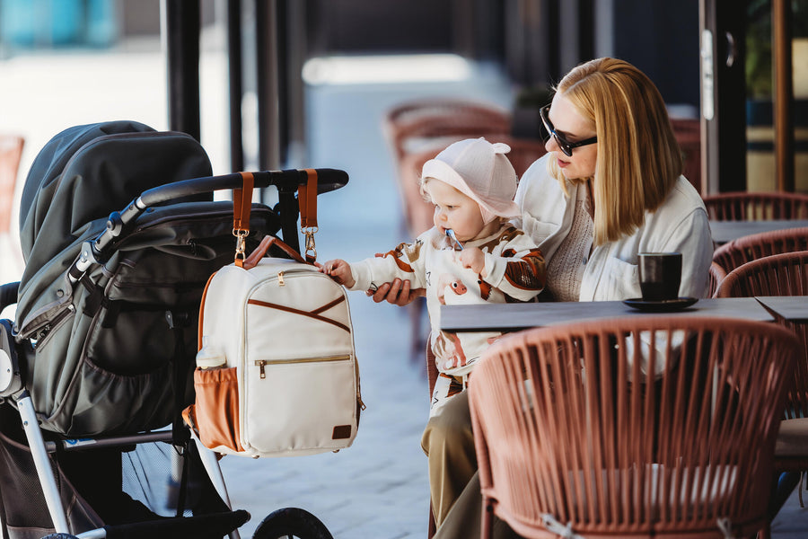 Small Cappuccino Diaper Bag – Stylish & Convenient for Parents by Ally Scandic at www.brixbailey.com