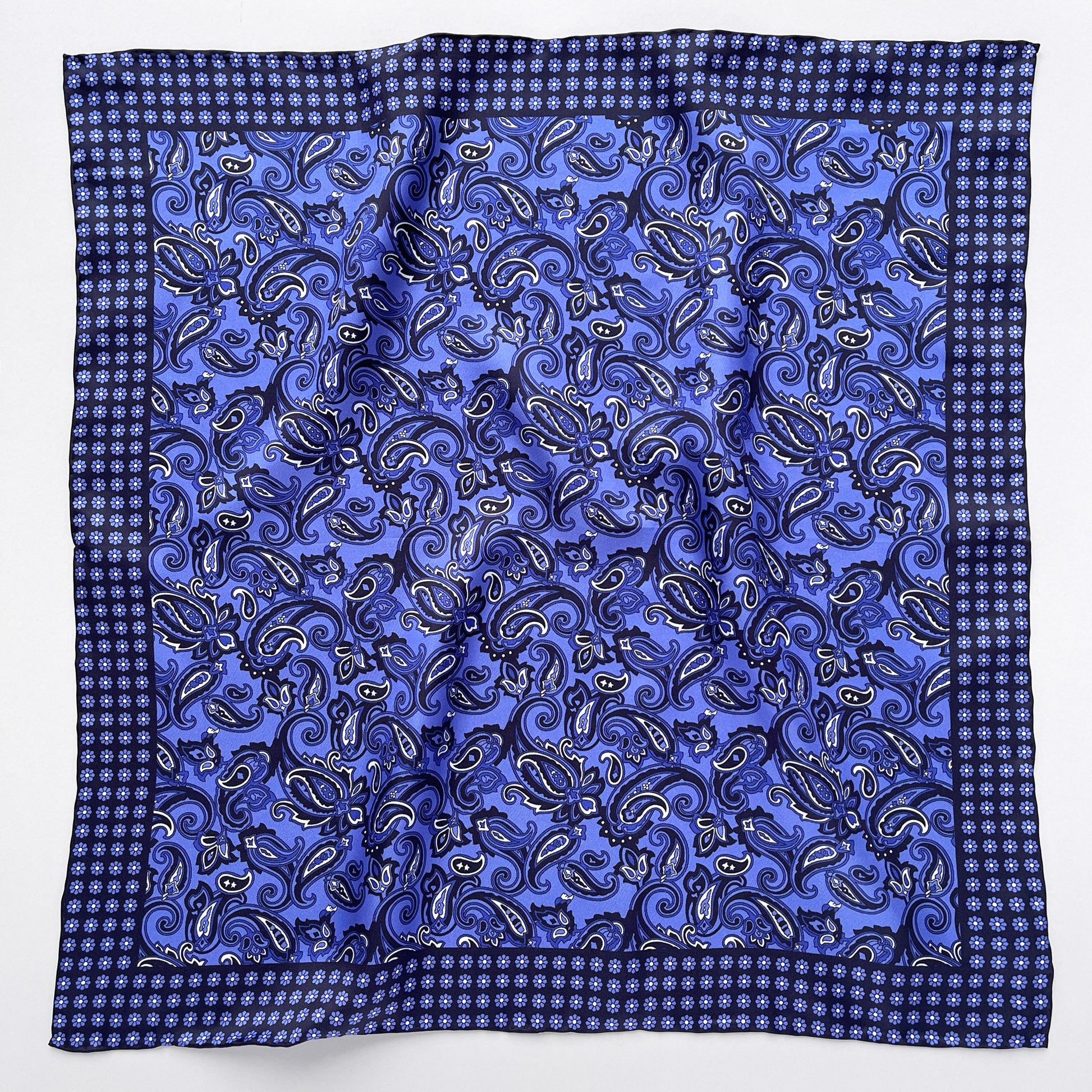 Classic Paisley Silk Scarf - 53cm Hand-rolled Men's Square Neckerchief