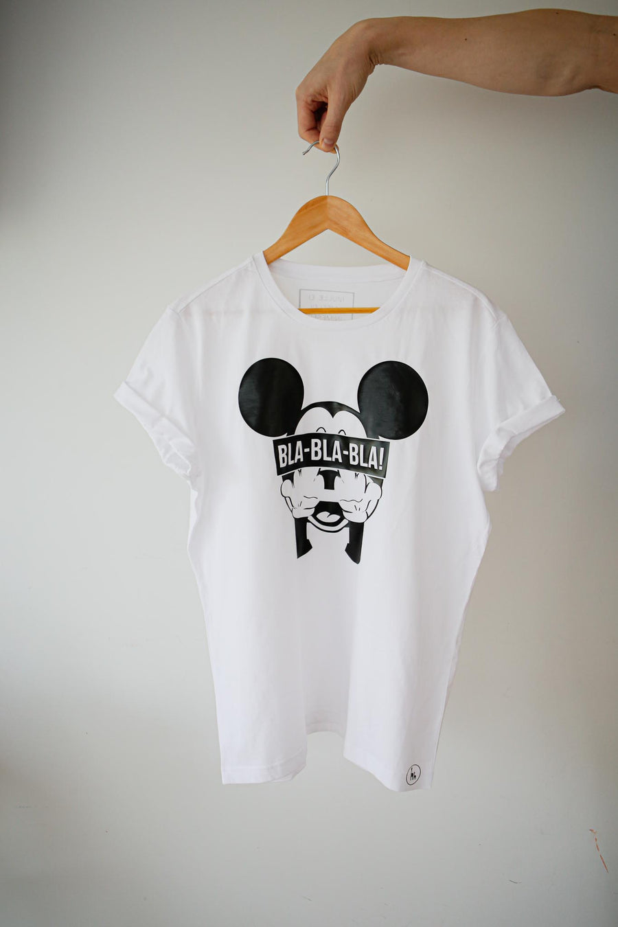 Organic Cotton Oversized T-Shirt with Mickey Graphic & Slogan by Black Giraffe Brand at www.brixbailey.com