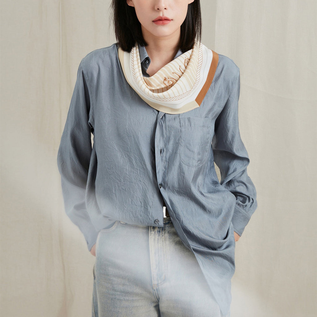 Stripe Monogram Grace Silk Scarf in 100% Silk Crepe de Chine