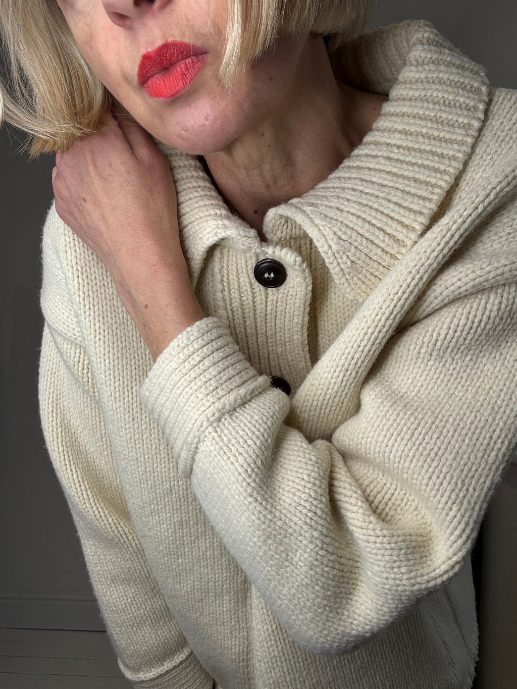 100% Spanish Merino Wool Cardigan in Natural