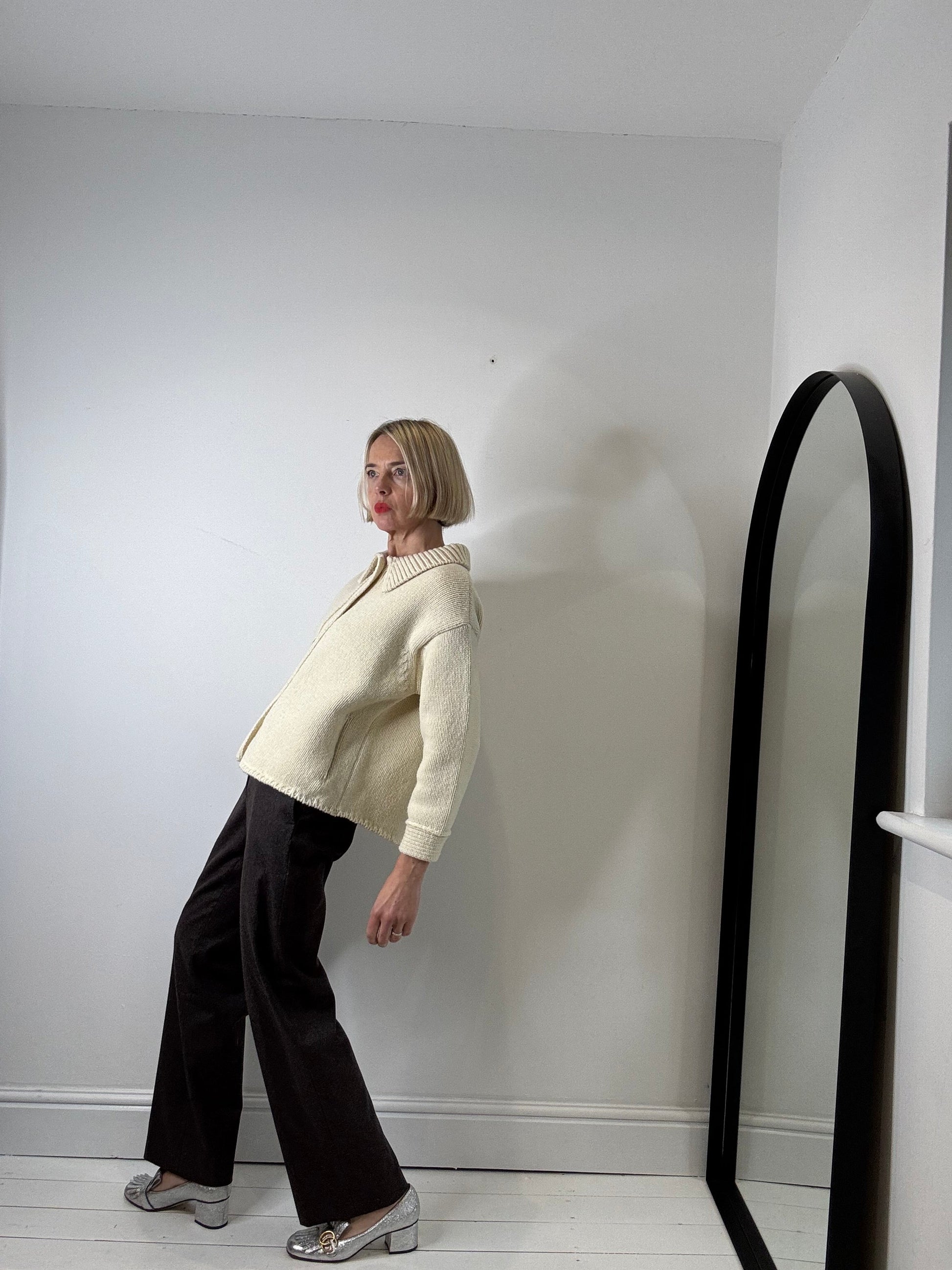 100% Spanish Merino Wool Cardigan in Natural