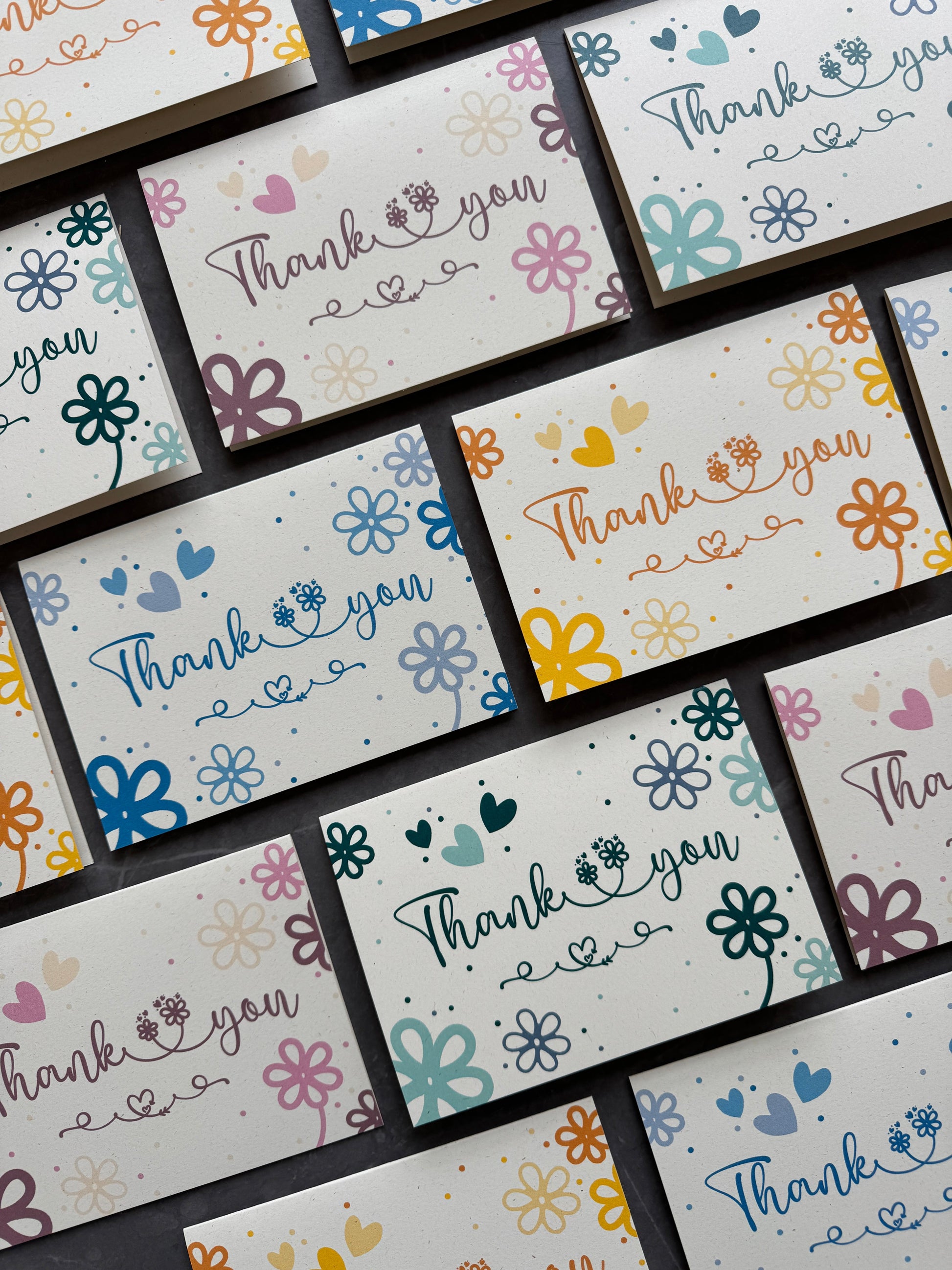Thank You Note Card Set Teal Daisies