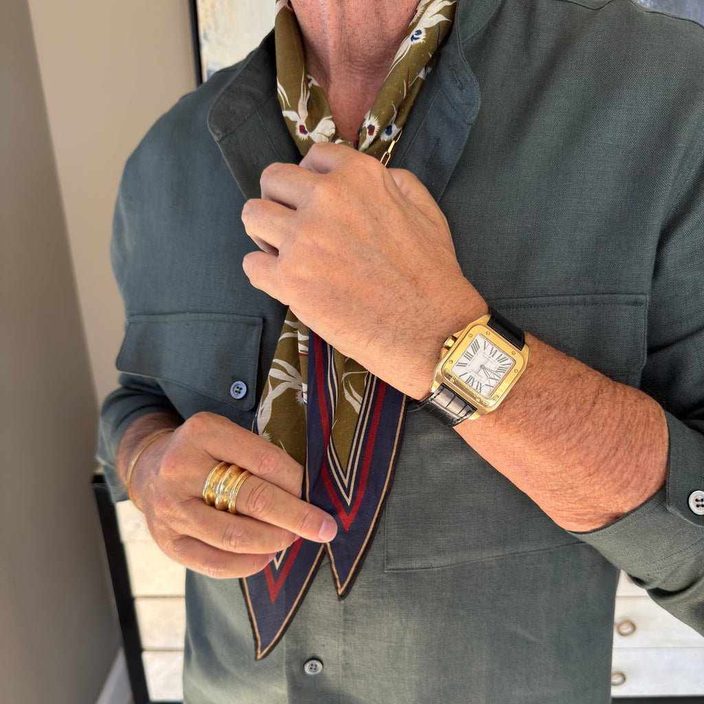 Stylised Bird Print Organic Cotton Silk Scarf - 30% Silk 70% Organic Cotton