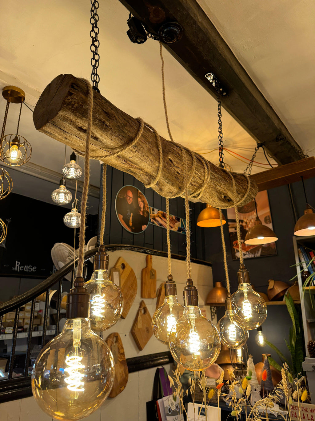 Rustic Oak Wrap Around Chandelier