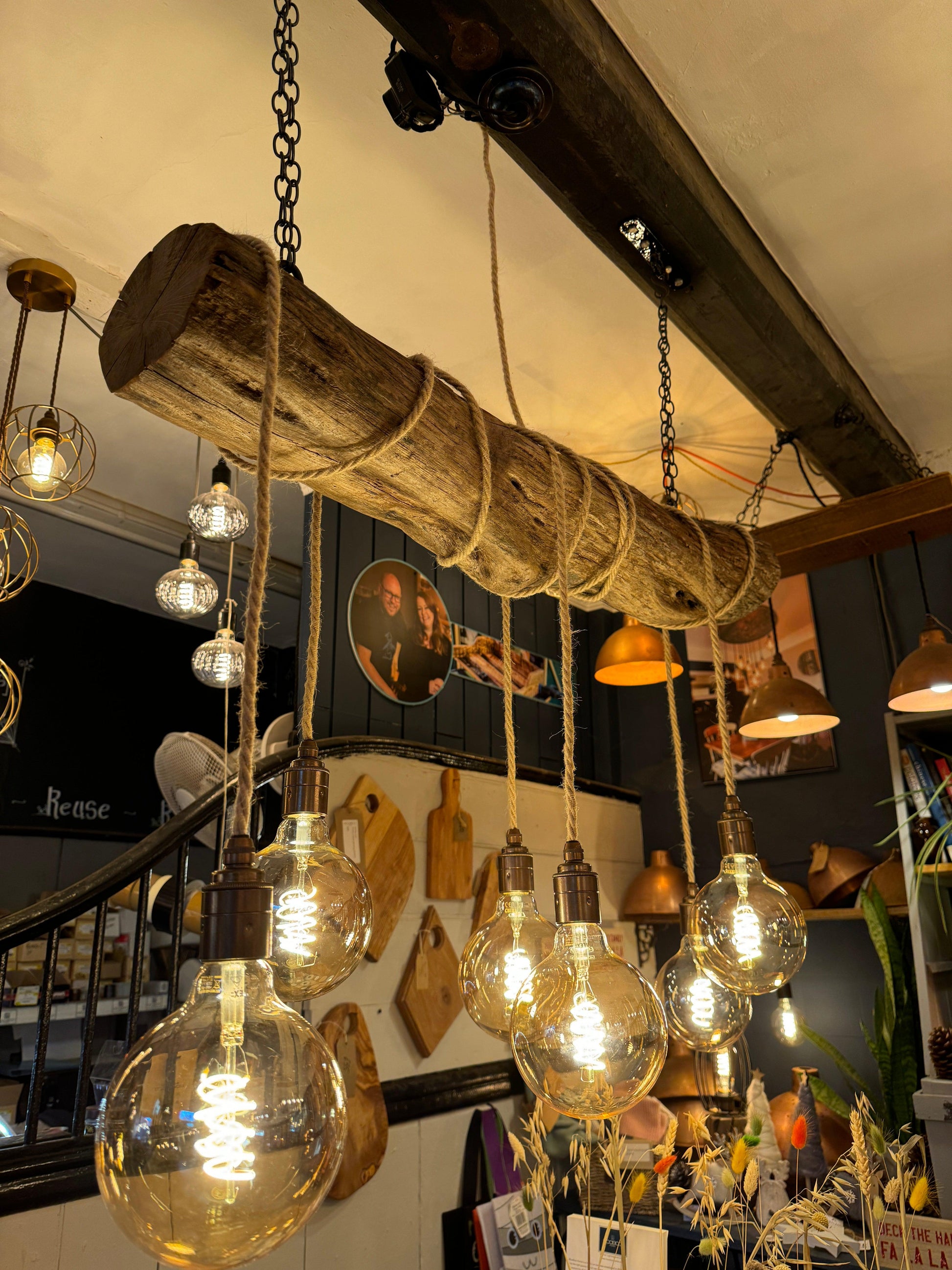 Rustic Oak Wrap Around Chandelier