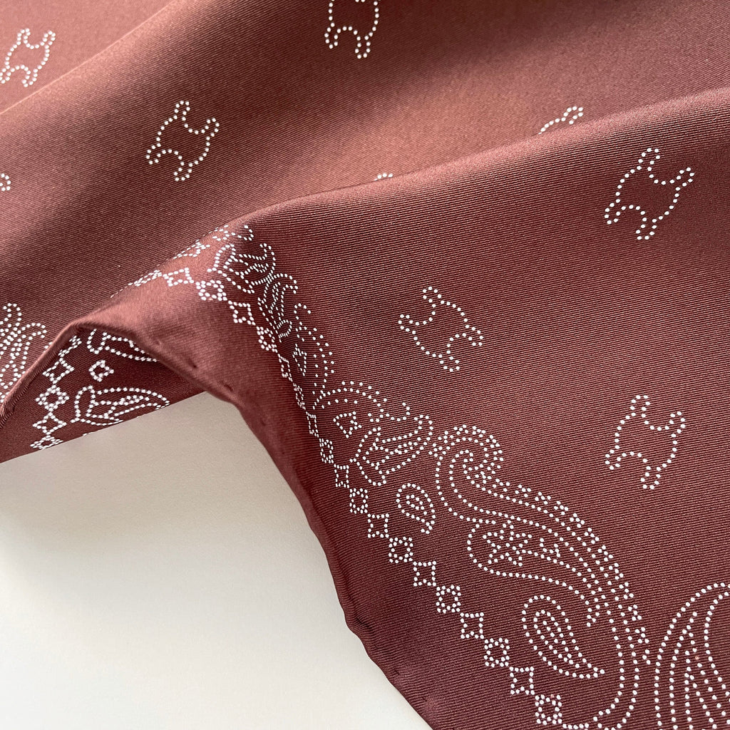 Indian Red and Dusty Blue Heritage Paisley Silk Neckerchief 53cm