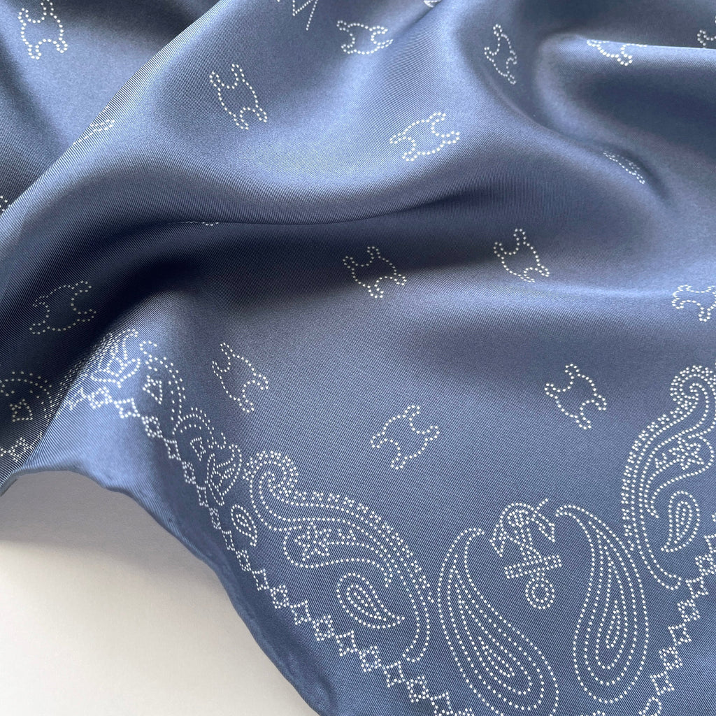 Indian Red and Dusty Blue Heritage Paisley Silk Neckerchief 53cm