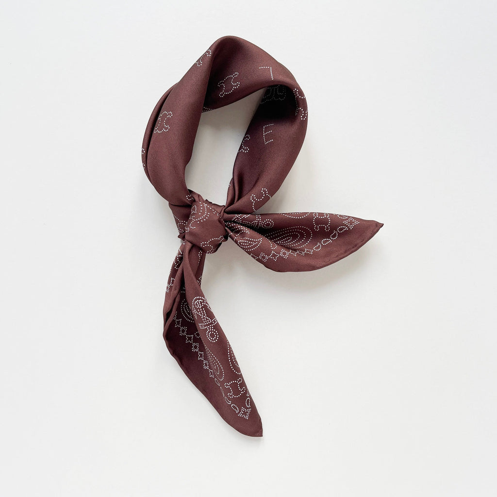 Indian Red and Dusty Blue Heritage Paisley Silk Neckerchief 53cm