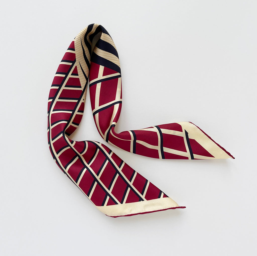 Kanagawa Wave Silk Scarf - 65cm Double-Sided Print Men's Neckerchief with Hand-Rolled Edges