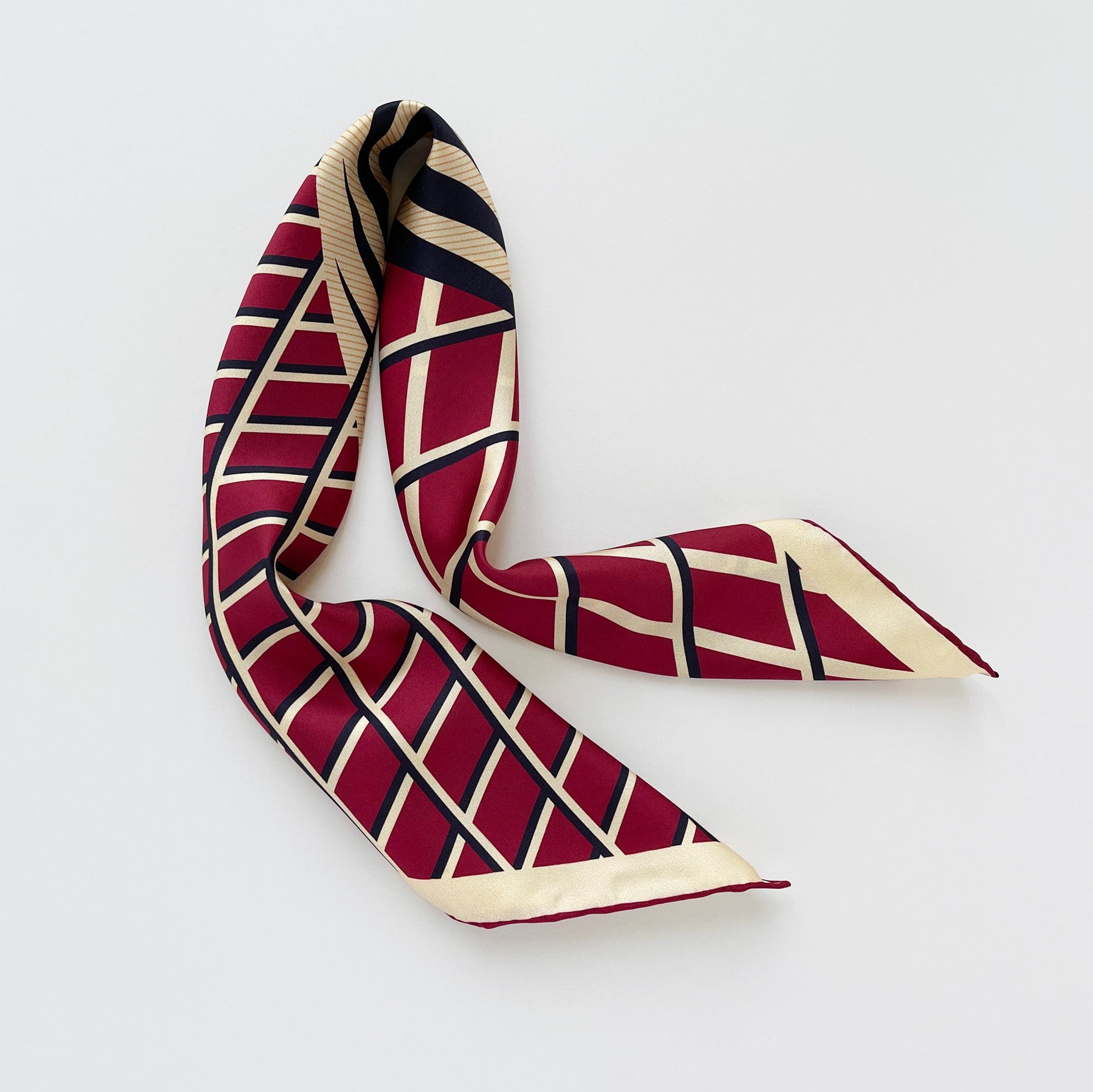 Kanagawa Wave Silk Scarf - 65cm Double-Sided Print Men's Neckerchief with Hand-Rolled Edges