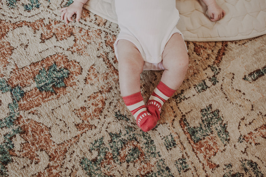 Candy Crew Socks for Babies in Pink and Natural Merino Wool