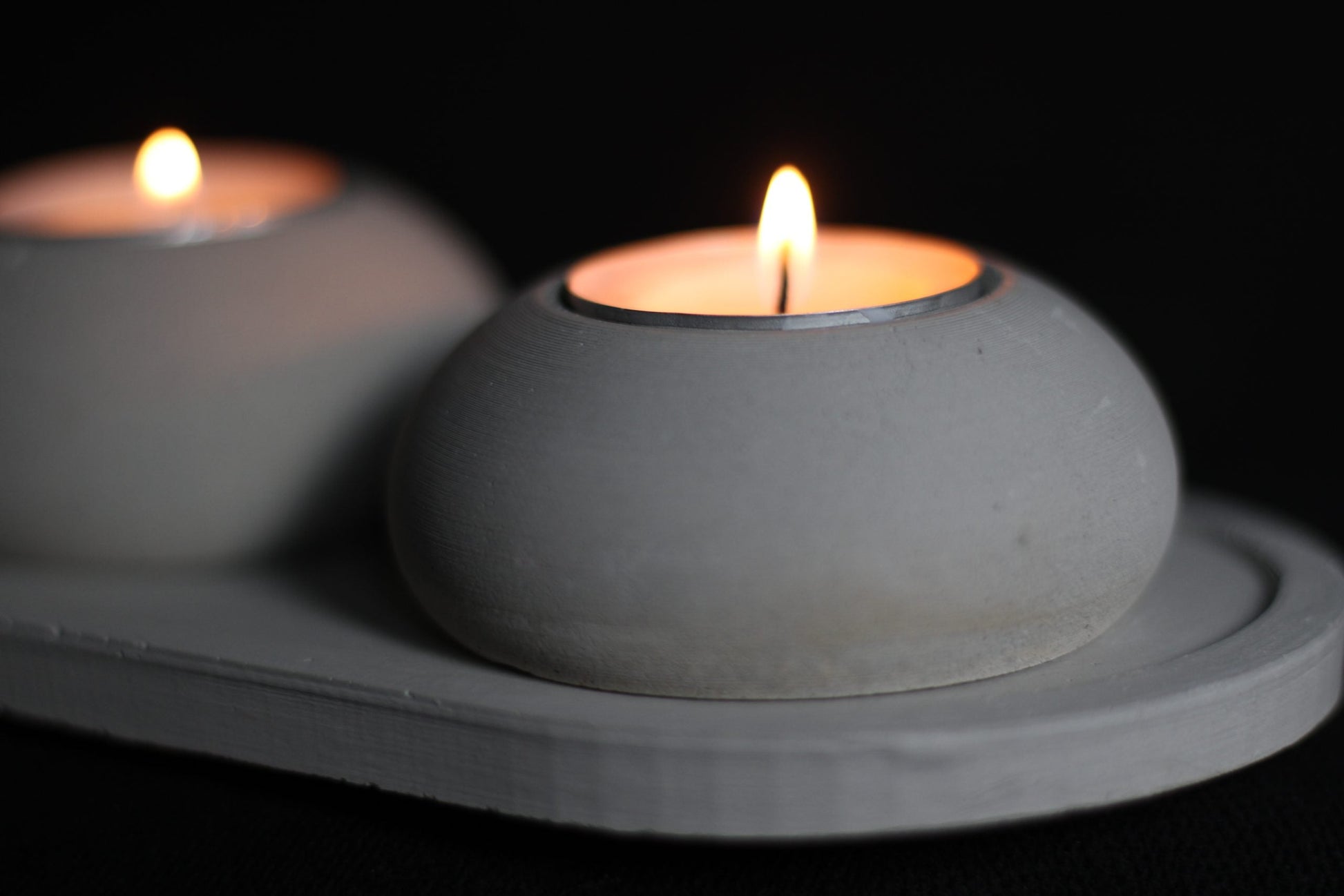Concrete Mini Tealight Holder in Light Grey