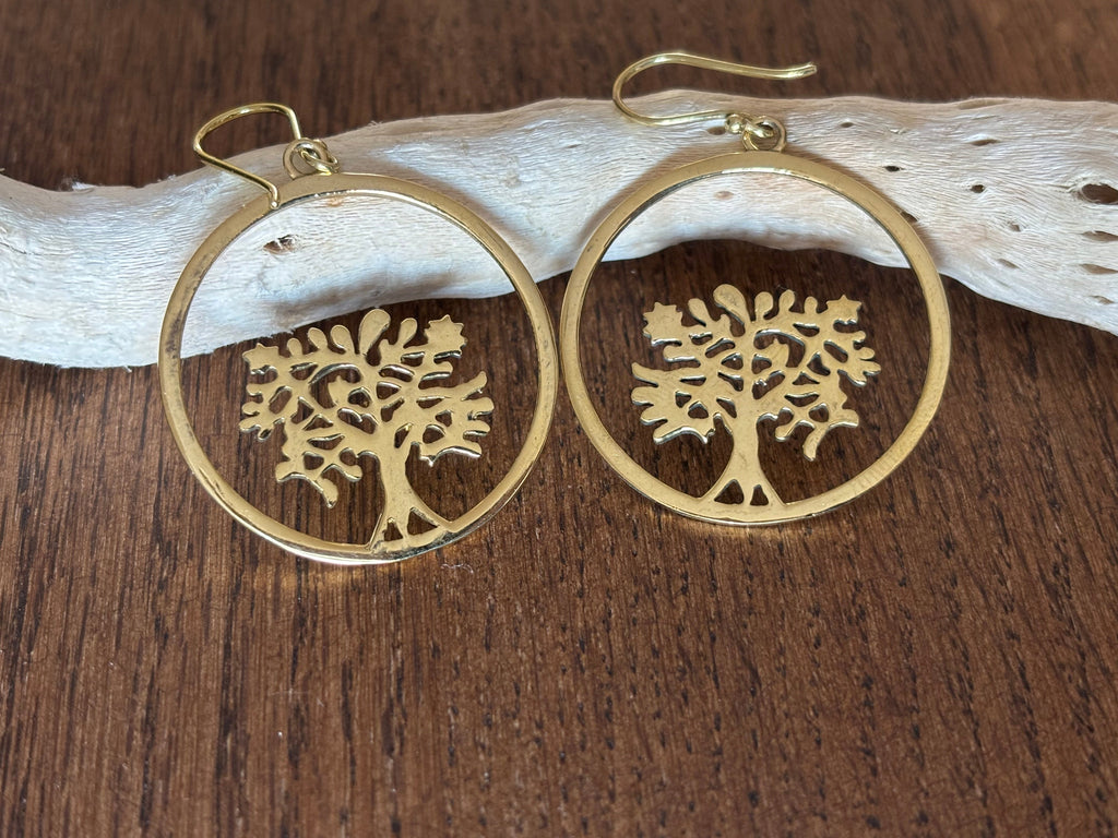 Tree of Life Brass Earrings.