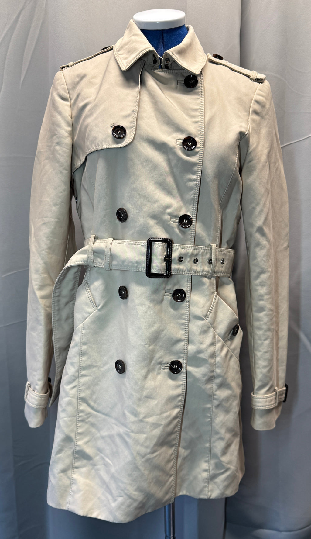 Beige Double Breasted Trench Coat Size M