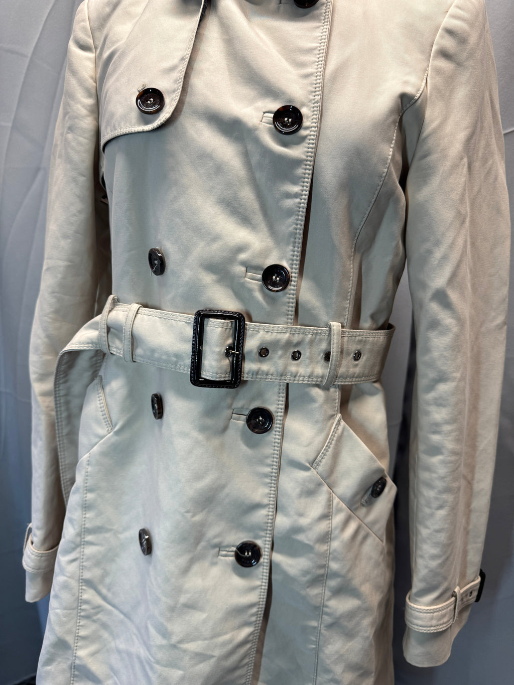 Beige Double Breasted Trench Coat Size M