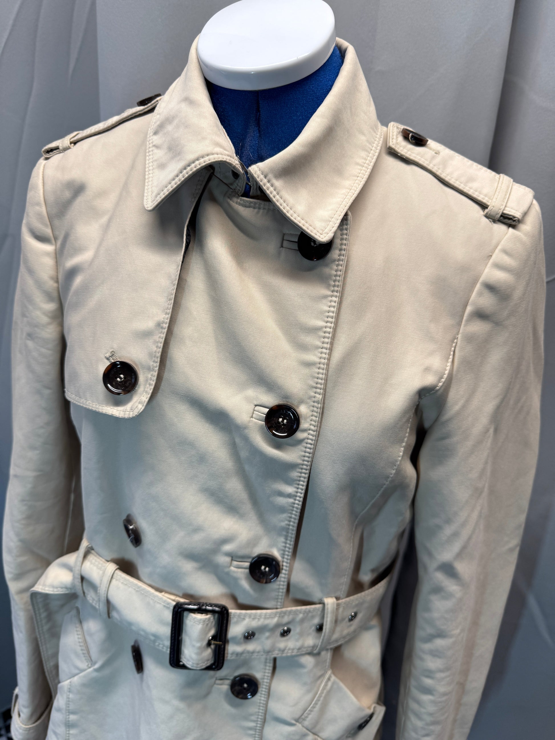 Beige Double Breasted Trench Coat Size M