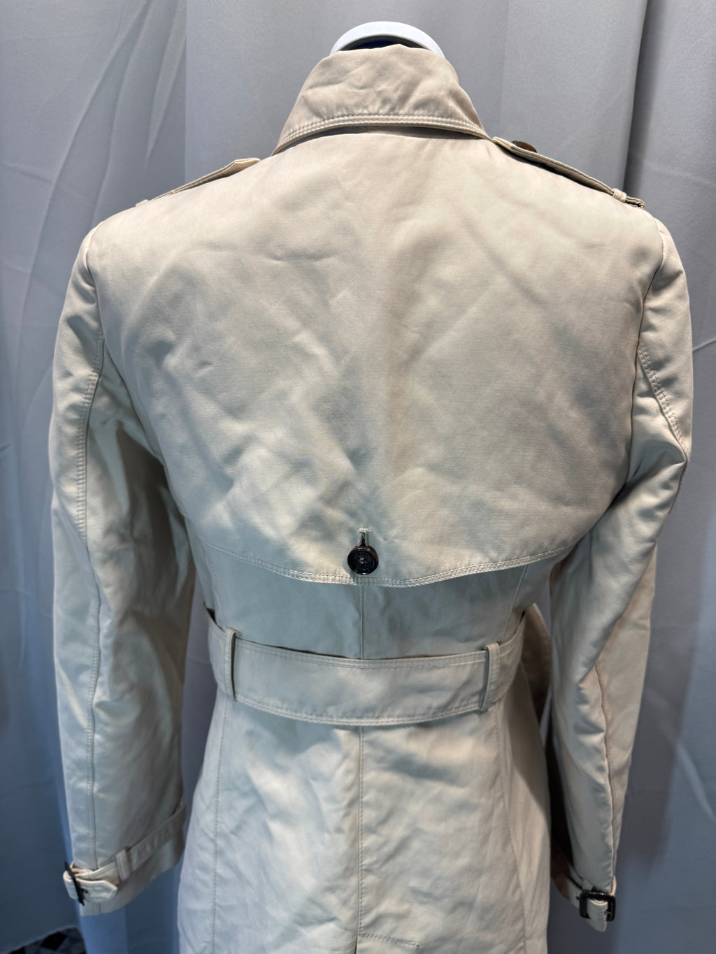 Beige Double Breasted Trench Coat Size M