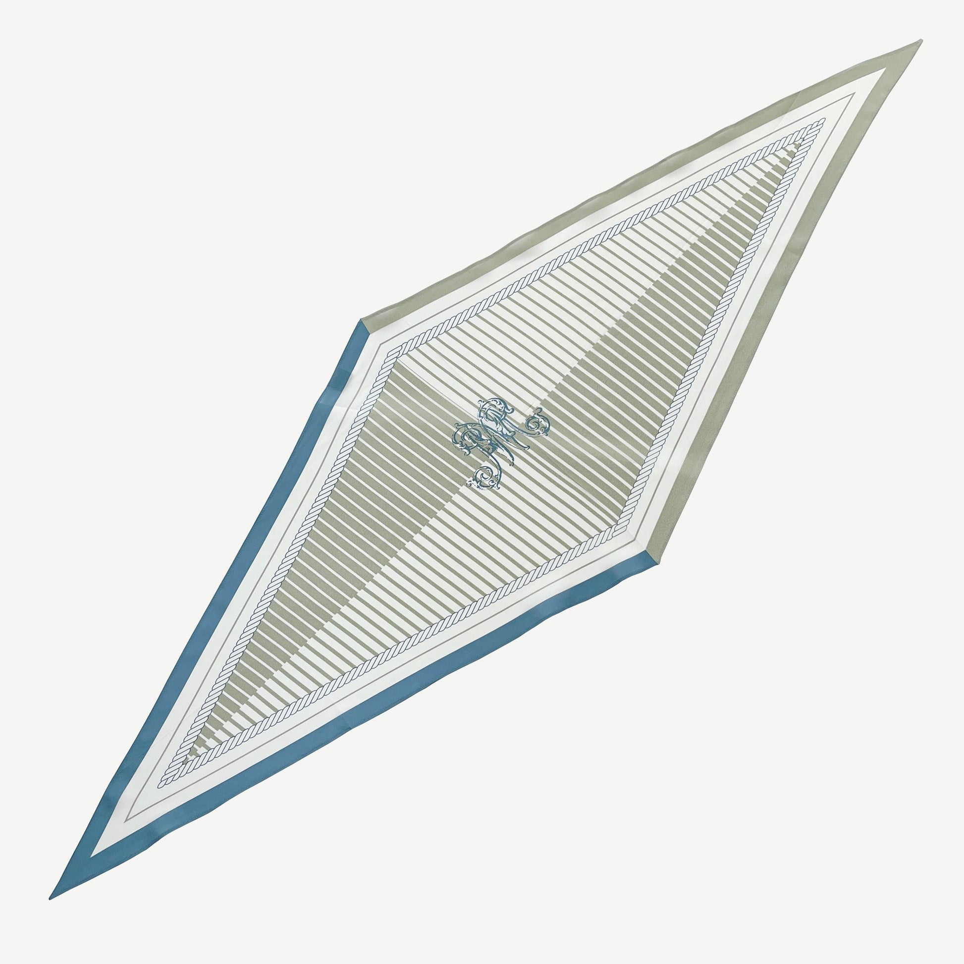 Stripe Monogram Grace Silk Scarf in 100% Silk Crepe de Chine