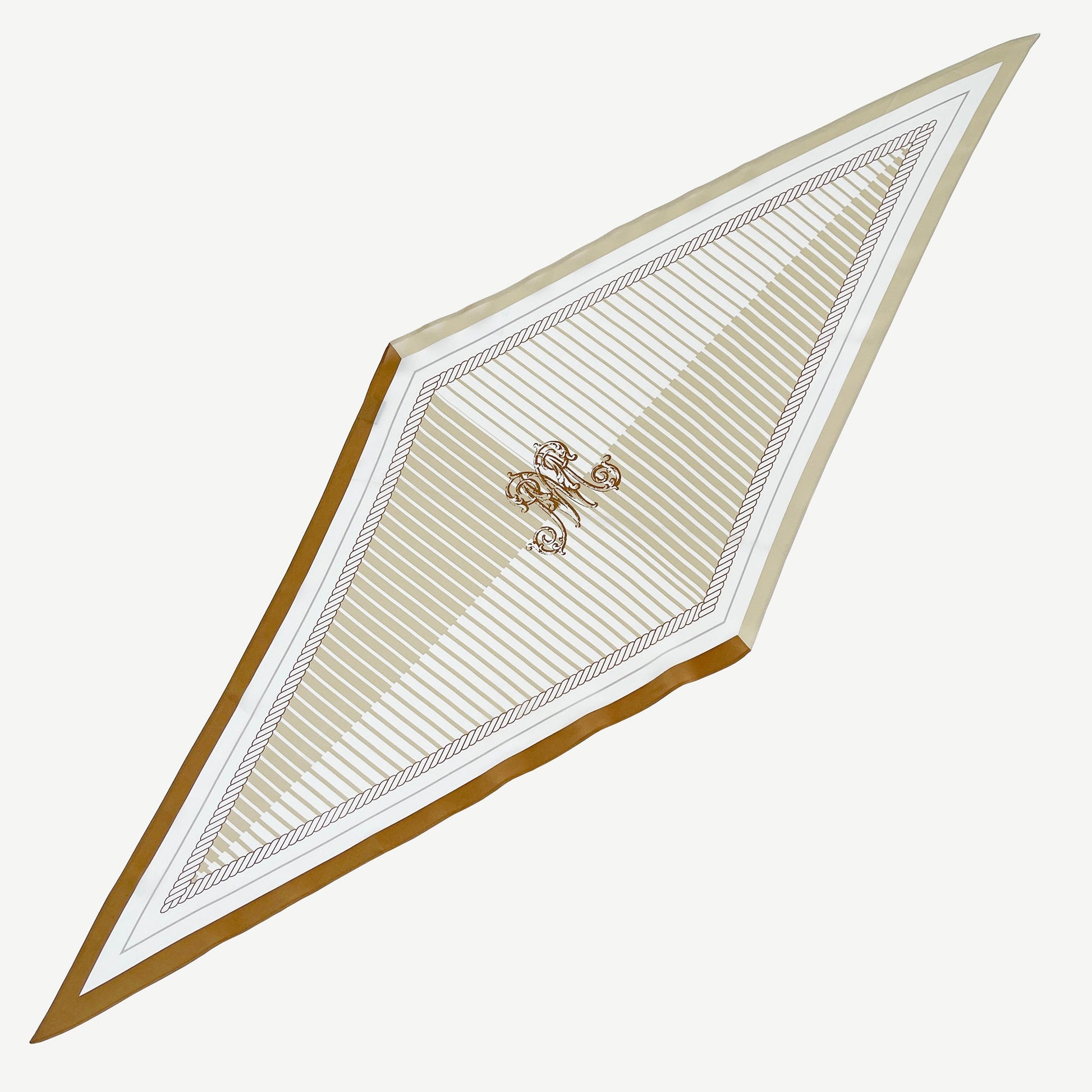 Stripe Monogram Grace Silk Scarf in 100% Silk Crepe de Chine