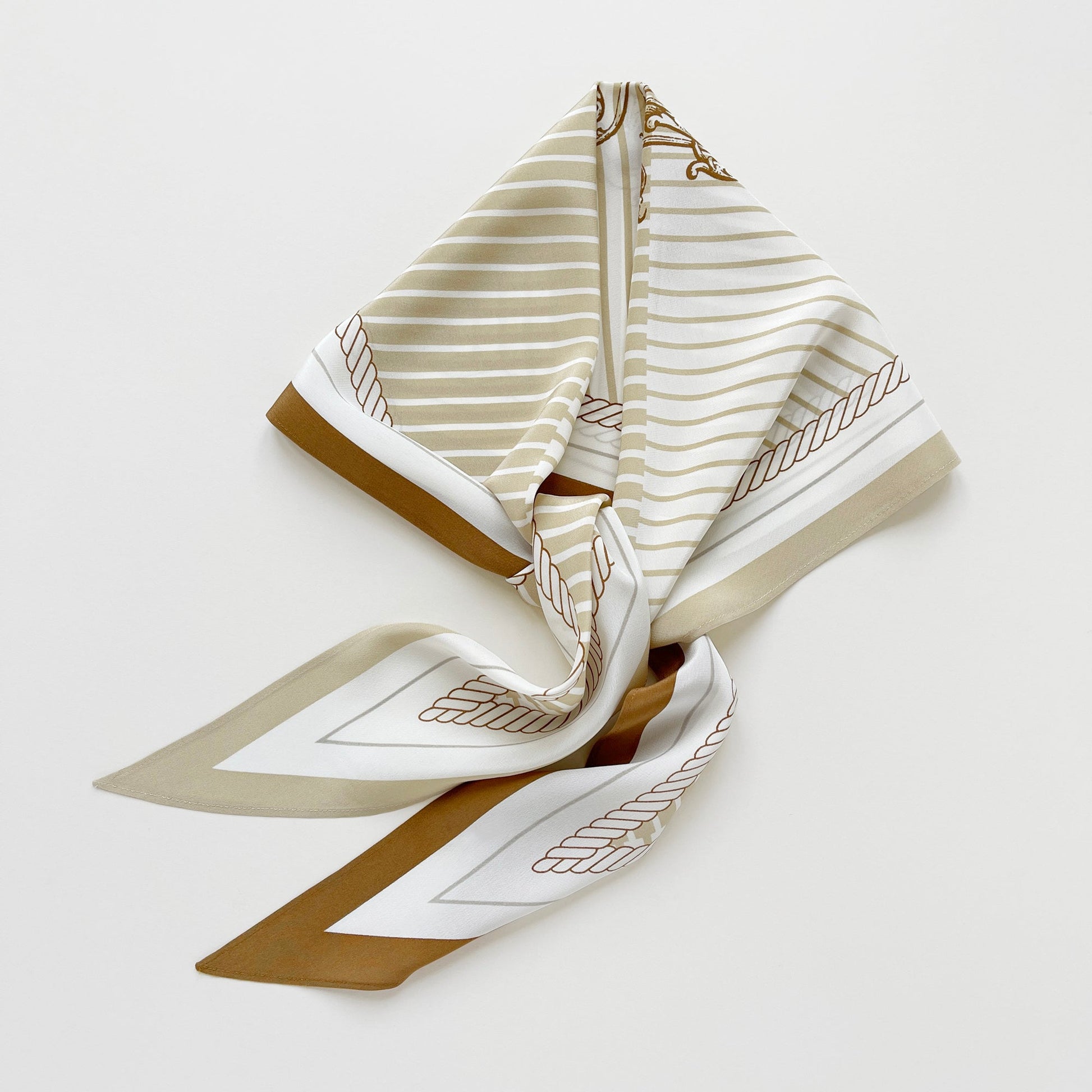 Stripe Monogram Grace Silk Scarf in 100% Silk Crepe de Chine