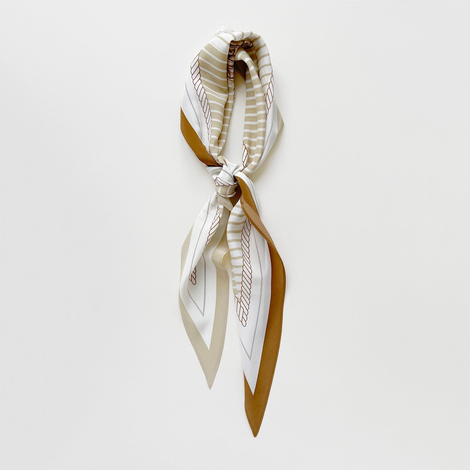 Stripe Monogram Grace Silk Scarf in 100% Silk Crepe de Chine