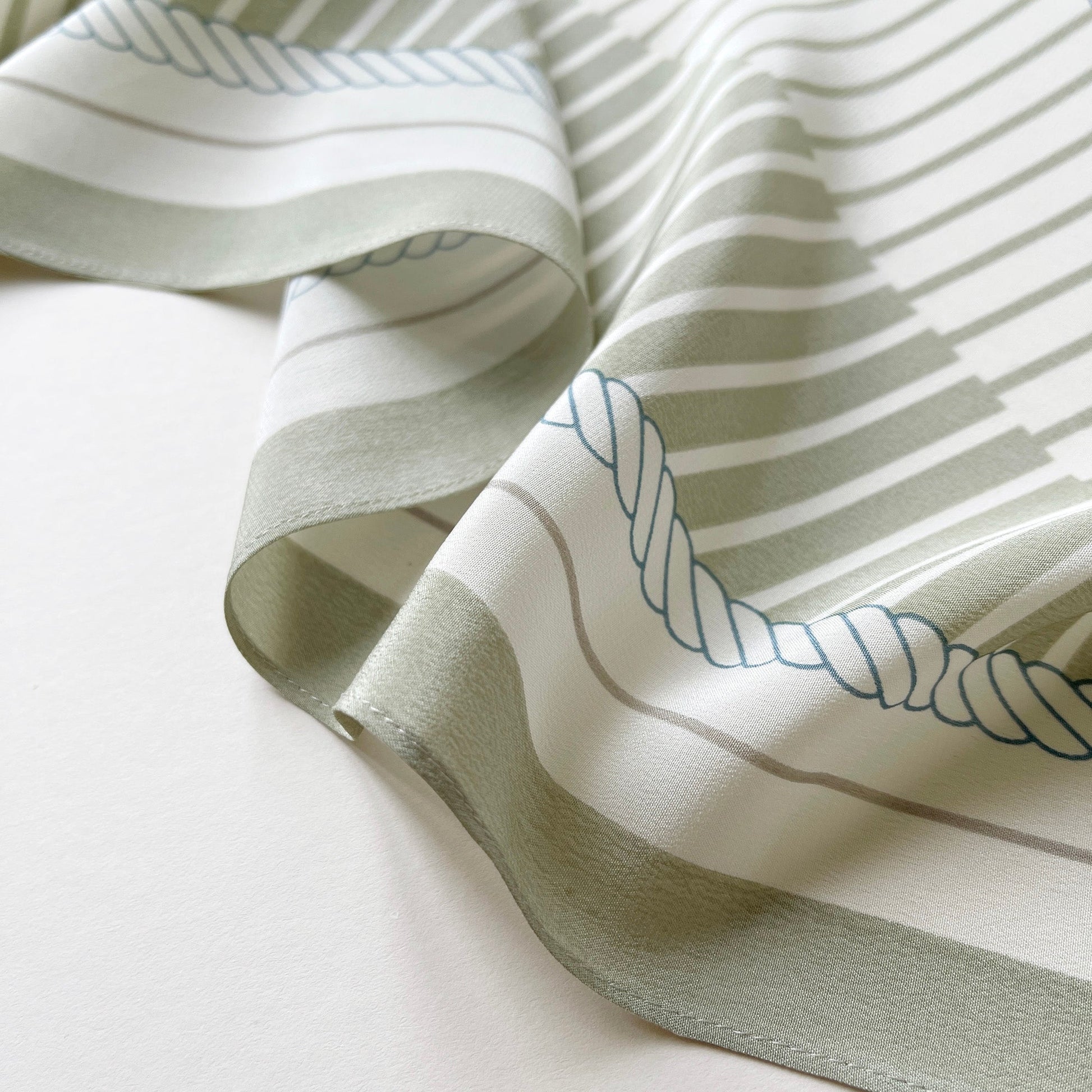 Stripe Monogram Grace Silk Scarf in 100% Silk Crepe de Chine