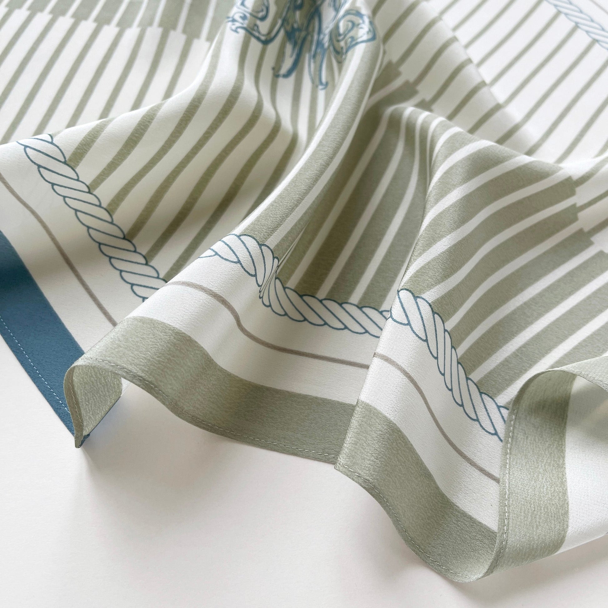 Stripe Monogram Grace Silk Scarf in 100% Silk Crepe de Chine