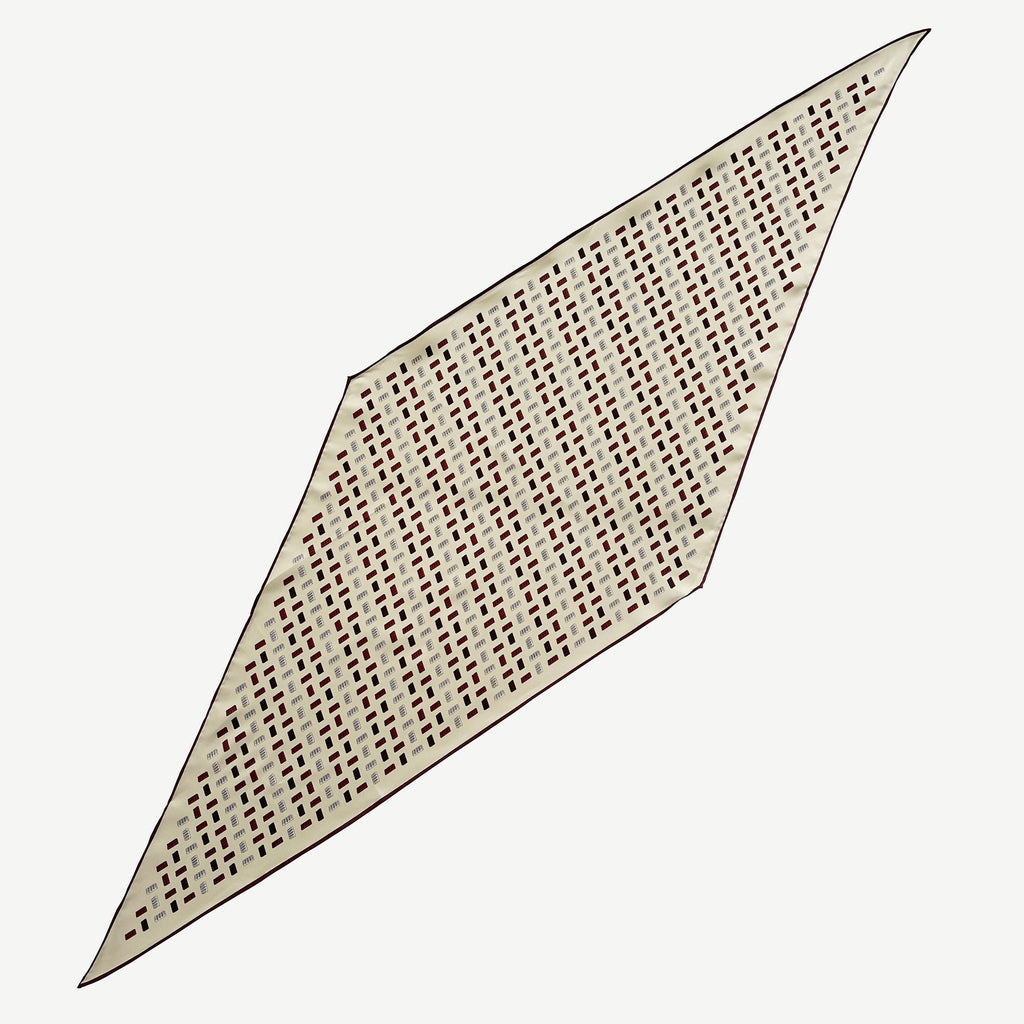 Geometric Chocolate Bar Silk Scarf – Hand-Rolled Neck Scarf for Women