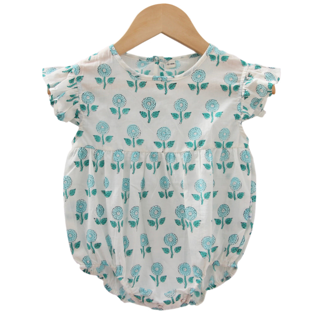 Frilly Bodysuit - Sea Blue Floral