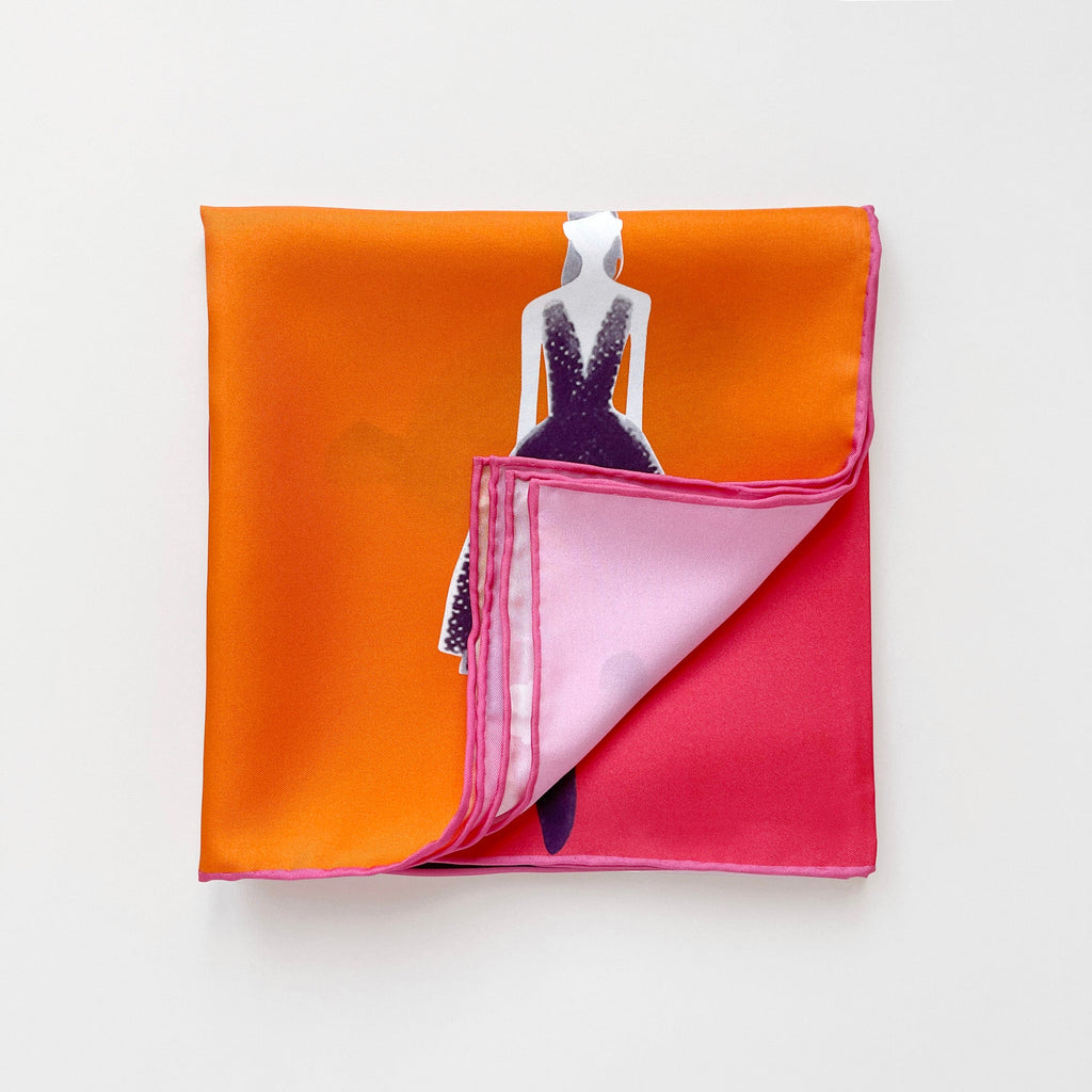 Pink Lady Large Silk Scarf - 90cm Hand-rolled Women's Head Scarf